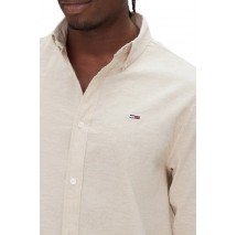 TOMMY JEANS REG LINEN BLEND LS SHIRT EXT ΠΟΥΚΑΜΙΣΟ ΑΝΔΡΙΚΟ TAN