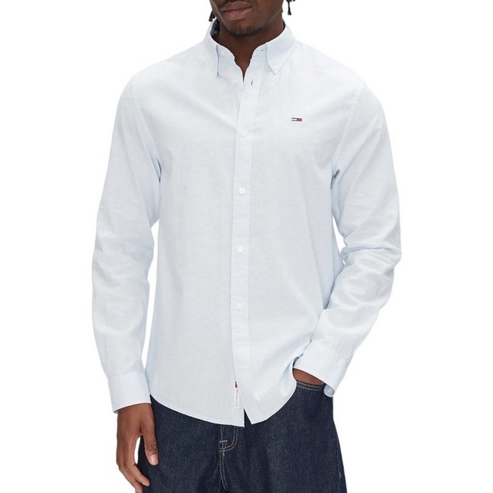 TOMMY JEANS REG LINEN BLEND LS SHIRT EXT ΠΟΥΚΑΜΙΣΟ ΑΝΔΡΙΚΟ CIEL