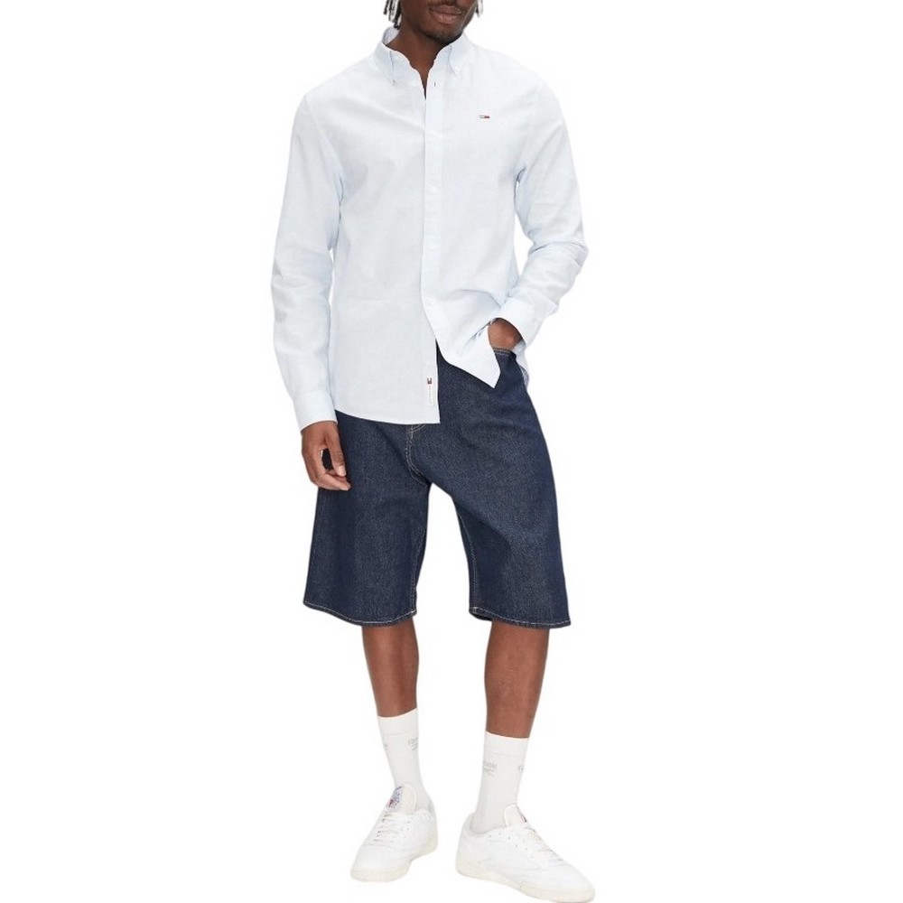 TOMMY JEANS REG LINEN BLEND LS SHIRT EXT ΠΟΥΚΑΜΙΣΟ ΑΝΔΡΙΚΟ CIEL