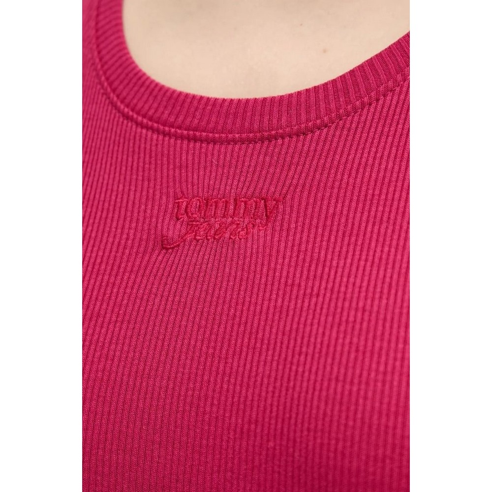 TOMMY JEANS  SLIM SCRIPT RIB TANK TOP ΤΟΠ ΓΥΝΑΙΚΕΙΟ BERRY