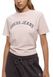 GUESS JEANS SS CN BOXY COLLEGIATE TEE ΜΠΛΟΥΖΑ ΓΥΝΑΙΚΕΙΑ PINK