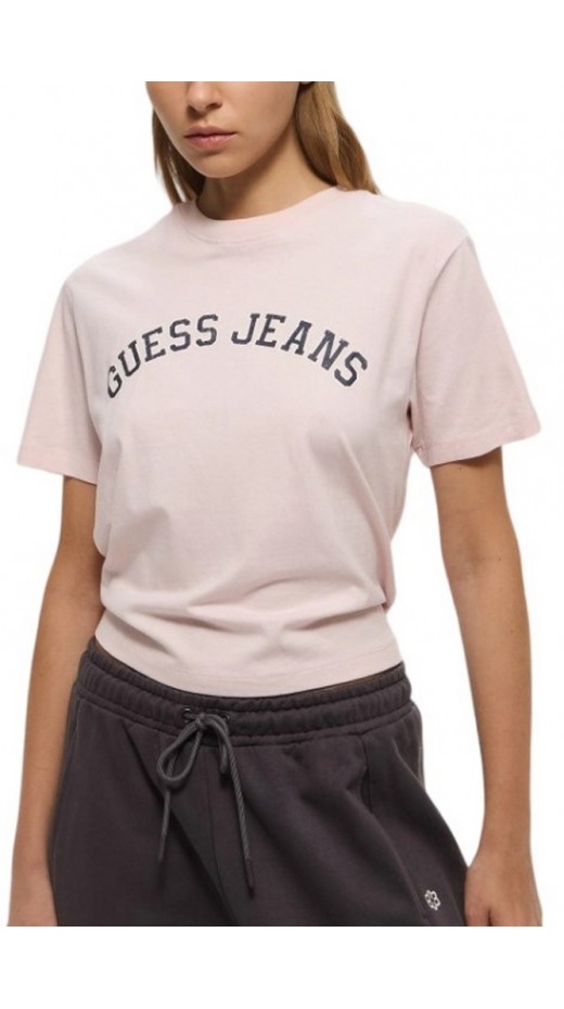GUESS JEANS SS CN BOXY COLLEGIATE TEE ΜΠΛΟΥΖΑ ΓΥΝΑΙΚΕΙΑ PINK
