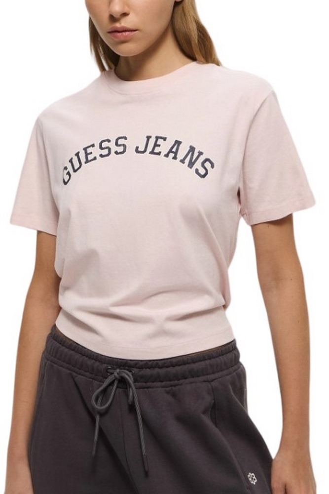GUESS JEANS SS CN BOXY COLLEGIATE TEE ΜΠΛΟΥΖΑ ΓΥΝΑΙΚΕΙΑ PINK