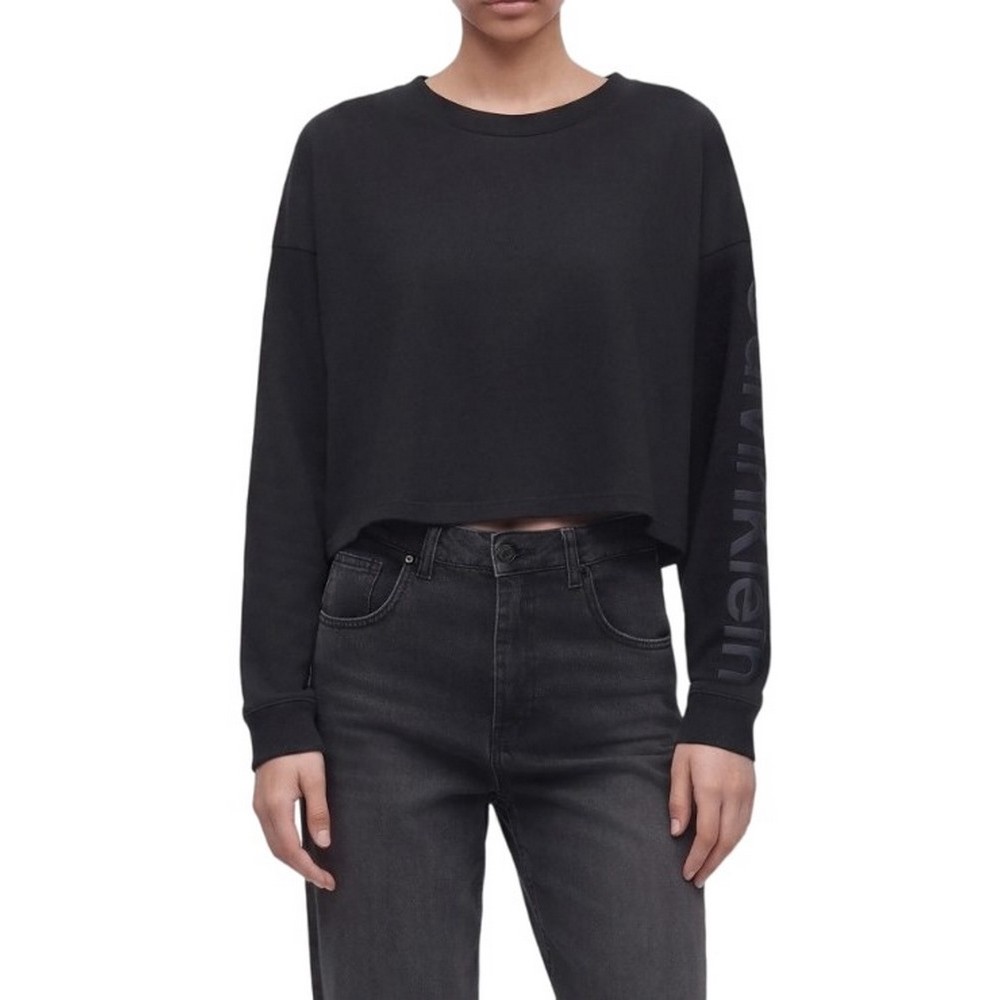 CALVIN KLEIN PERFORMANCE BOXY CROP TEE GRAPHIC ΜΠΛΟΥΖΑ ΜΑΚΡΥΜΑΝΙΚΗ ΓΥΝΑΙΚΕΙΑ BLACK