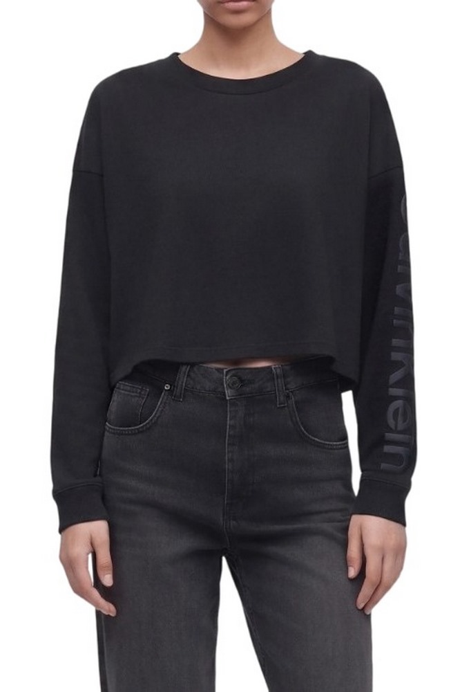 CALVIN KLEIN PERFORMANCE BOXY CROP TEE GRAPHIC ΜΠΛΟΥΖΑ ΜΑΚΡΥΜΑΝΙΚΗ ΓΥΝΑΙΚΕΙΑ BLACK