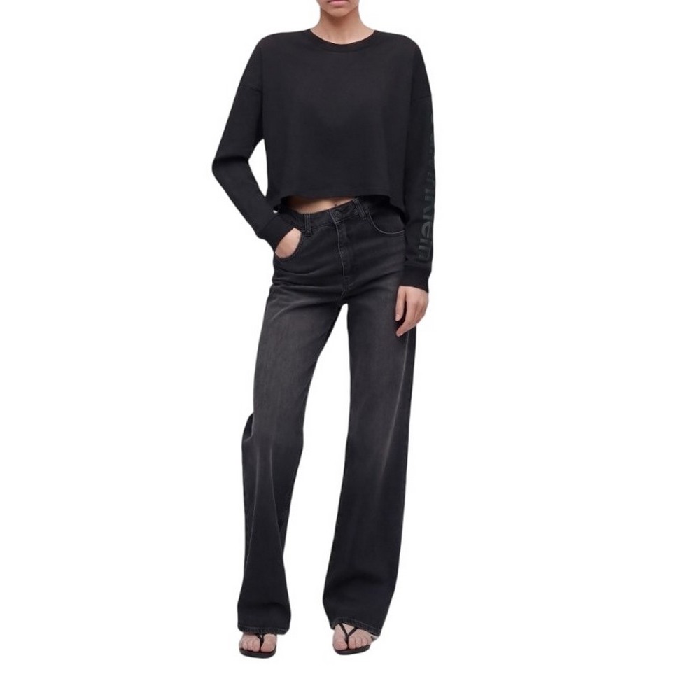 CALVIN KLEIN PERFORMANCE BOXY CROP TEE GRAPHIC ΜΠΛΟΥΖΑ ΜΑΚΡΥΜΑΝΙΚΗ ΓΥΝΑΙΚΕΙΑ BLACK