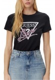 GUESS LOVE TRIANGLE TEE T-SHIRT ΜΠΛΟΥΖΑ ΓΥΝΑΙΚΕΙΑ BLACK