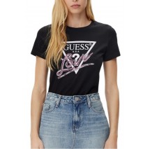 GUESS LOVE TRIANGLE TEE T-SHIRT ΜΠΛΟΥΖΑ ΓΥΝΑΙΚΕΙΑ BLACK