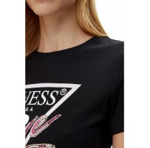 GUESS LOVE TRIANGLE TEE T-SHIRT ΜΠΛΟΥΖΑ ΓΥΝΑΙΚΕΙΑ BLACK