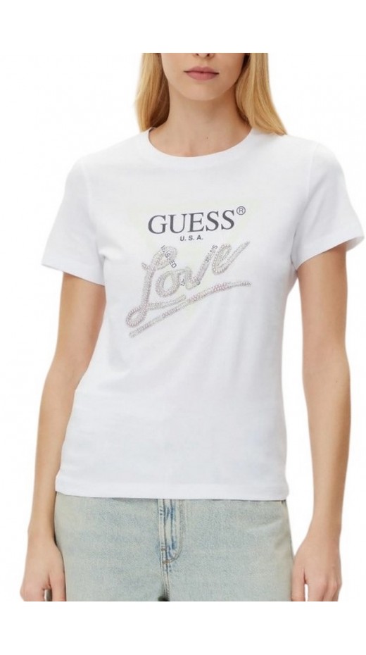 GUESS LOVE TRIANGLE TEE T-SHIRT ΜΠΛΟΥΖΑ ΓΥΝΑΙΚΕΙΑ WHITE