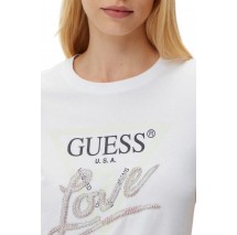 GUESS LOVE TRIANGLE TEE T-SHIRT ΜΠΛΟΥΖΑ ΓΥΝΑΙΚΕΙΑ WHITE