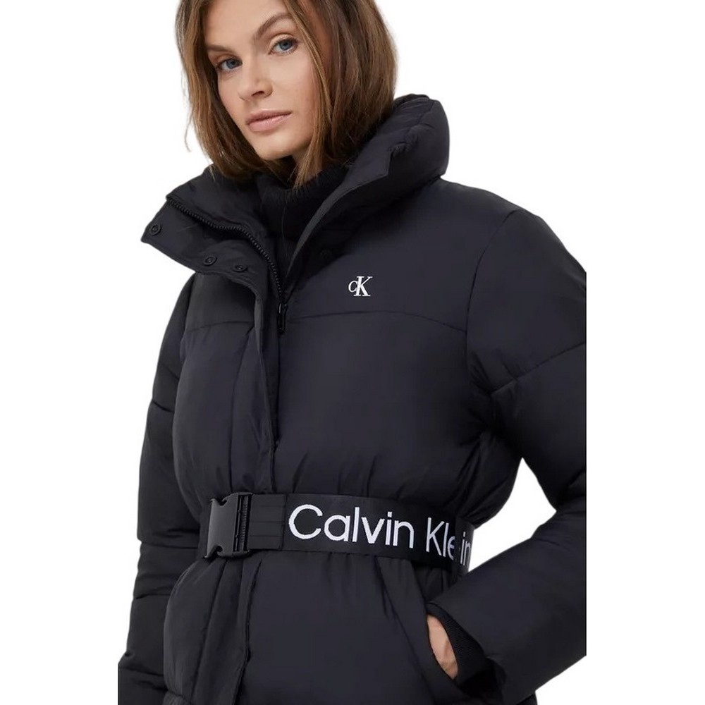 CALVIN KLEIN JEANS LOGO BELT WAISTED SHORT PUFFER ΜΠΟΥΦΑΝ ΓΥΝΑΙΚΕΙΟ BLACK