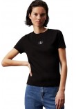 CALVIN KLEIN JEANS WOVEN LABEL RIB BABY T-SHIRT ΜΠΛΟΥΖΑ ΓΥΝΑΙΚΕΙΑ BLACK