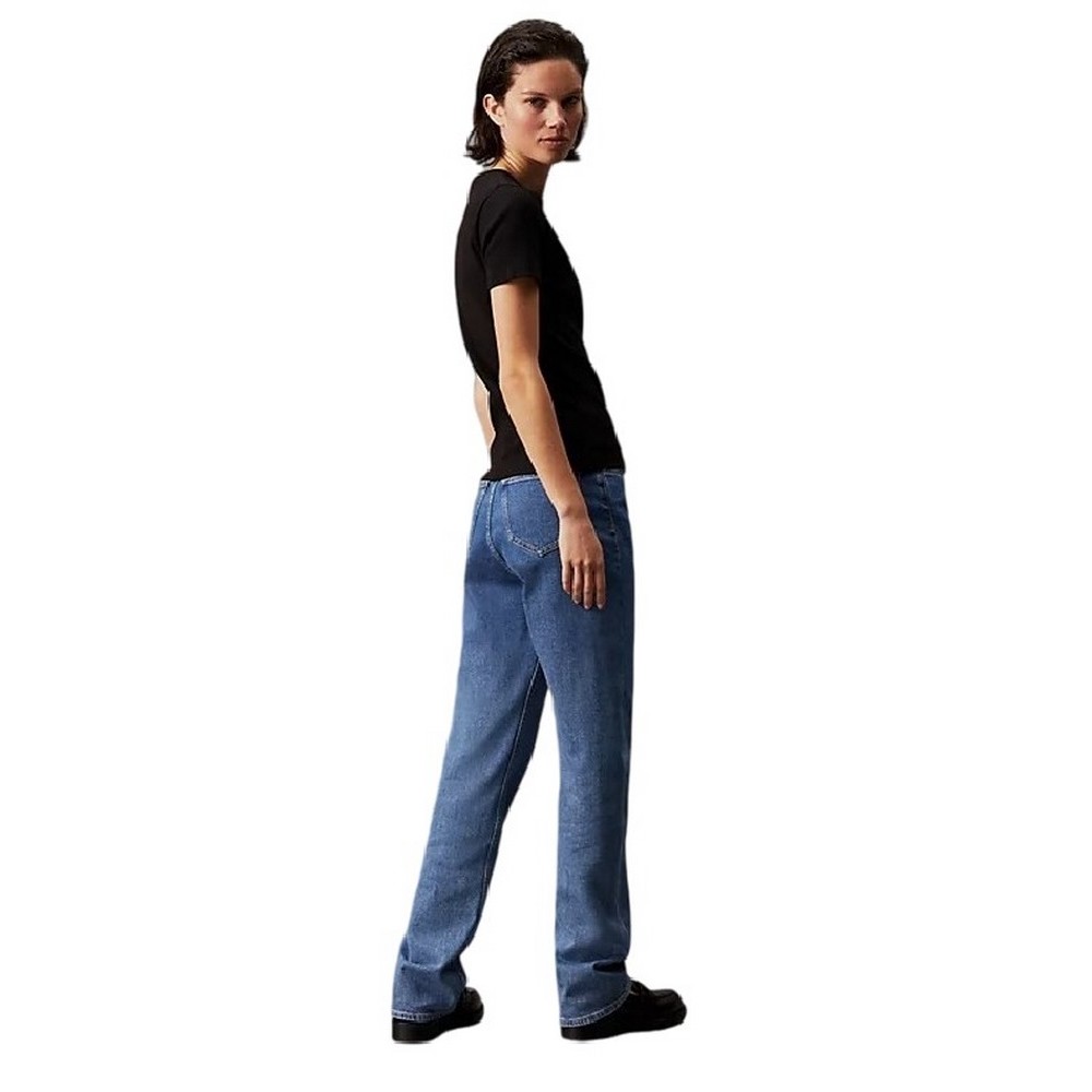 CALVIN KLEIN JEANS WOVEN LABEL RIB BABY T-SHIRT ΜΠΛΟΥΖΑ ΓΥΝΑΙΚΕΙΑ BLACK