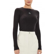 CALVIN KLEIN JEANS WOVEN LABEL TIGHT SWEATER ΜΠΛΟΥΖΑ ΓΥΝΑΙΚΕΙΑ BLACK