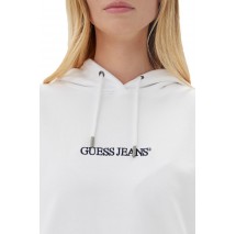 GUESS JEANS OVER HOOD EMBRO SWEATSHIRT ΦΟΥΤΕΡ ΓΥΝΑΙΚΕΙΟ WHITE