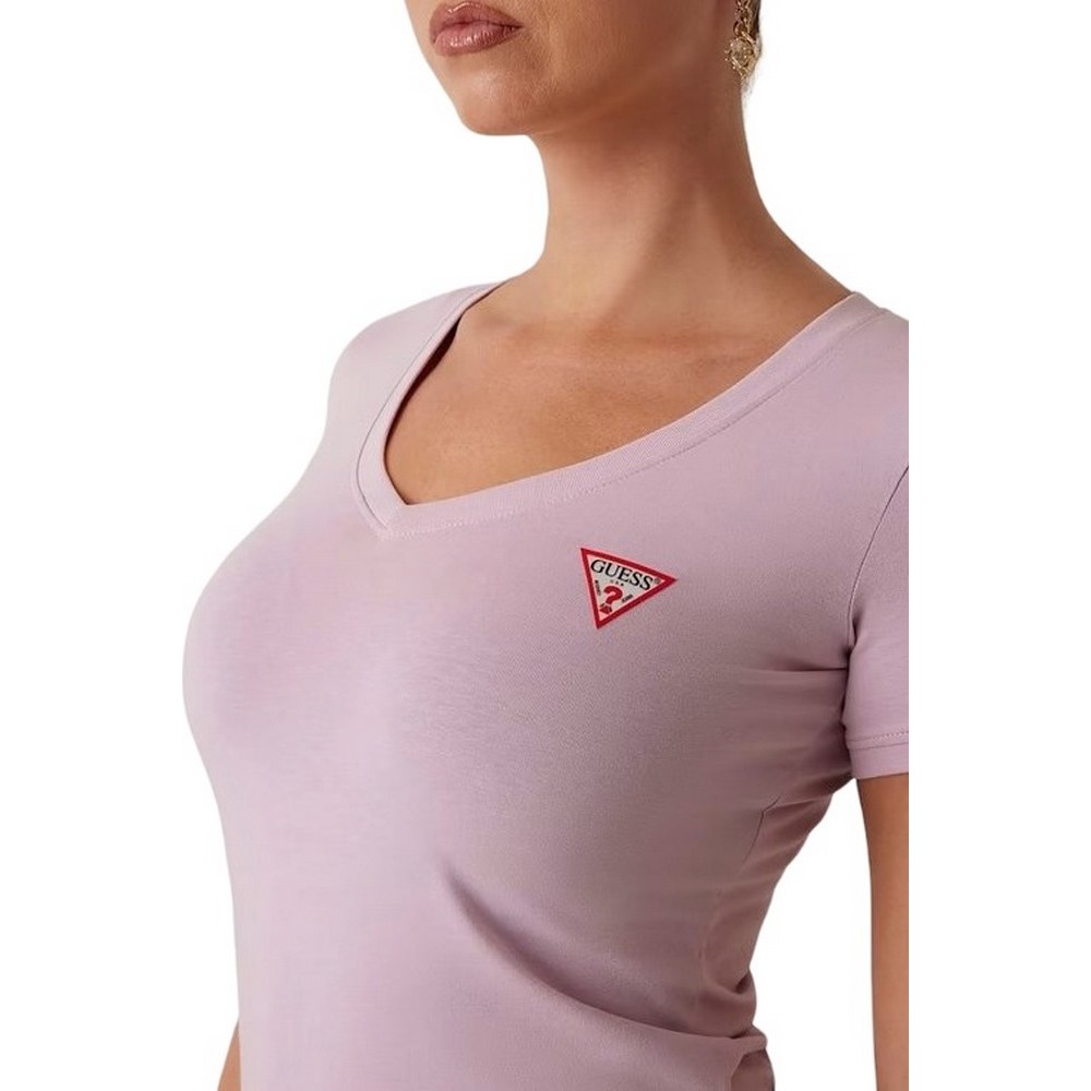 GUESS SS VN MINI TRIANGLE TEE T-SHIRT ΜΠΛΟΥΖΑ ΓΥΝΑΙΚΕΙΑ ROSE