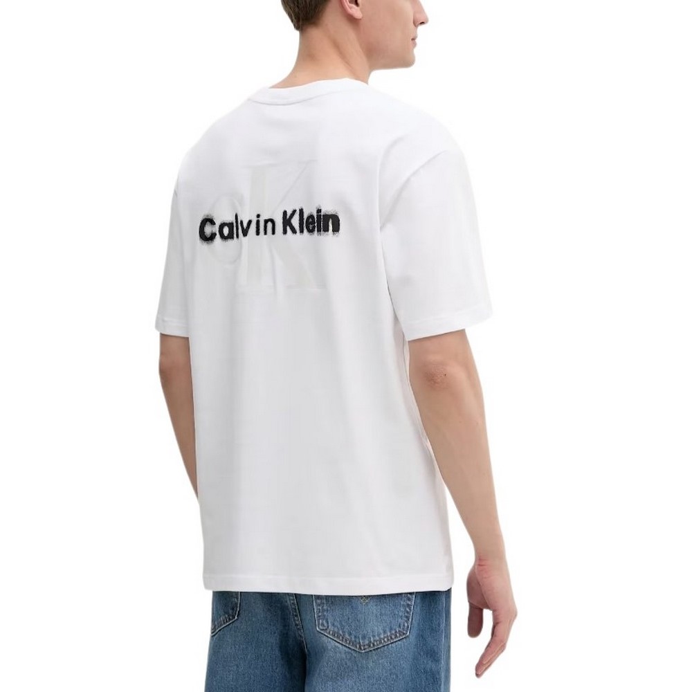 CALVIN KLEIN JEANS  REL LIQUID CK MONOLOGO TEE T-SHIRT ΜΠΛΟΥΖΑ ΑΝΔΡΙΚΗ BRIGHT WHITE