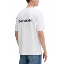 CALVIN KLEIN JEANS  REL LIQUID CK MONOLOGO TEE T-SHIRT ΜΠΛΟΥΖΑ ΑΝΔΡΙΚΗ BRIGHT WHITE