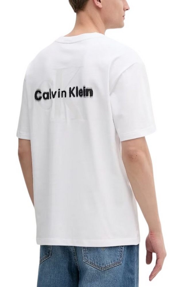 CALVIN KLEIN JEANS  REL LIQUID CK MONOLOGO TEE T-SHIRT ΜΠΛΟΥΖΑ ΑΝΔΡΙΚΗ BRIGHT WHITE