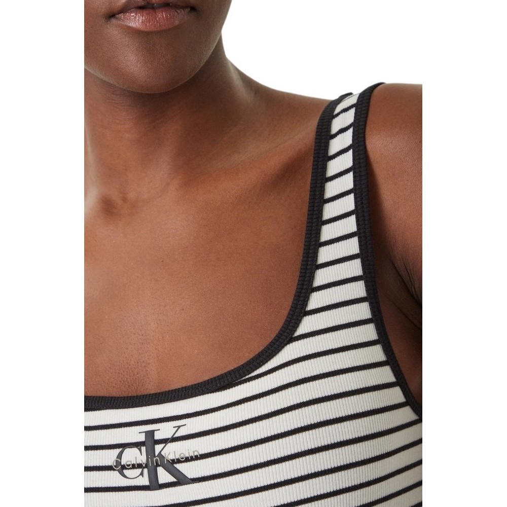 CALVIN KLEIN JEANS STRIPED MONOLOGO SCOOP NK RIB ΤΟΠ ΓΥΝΑΙΚΕΙΟ BLACK/WHITE