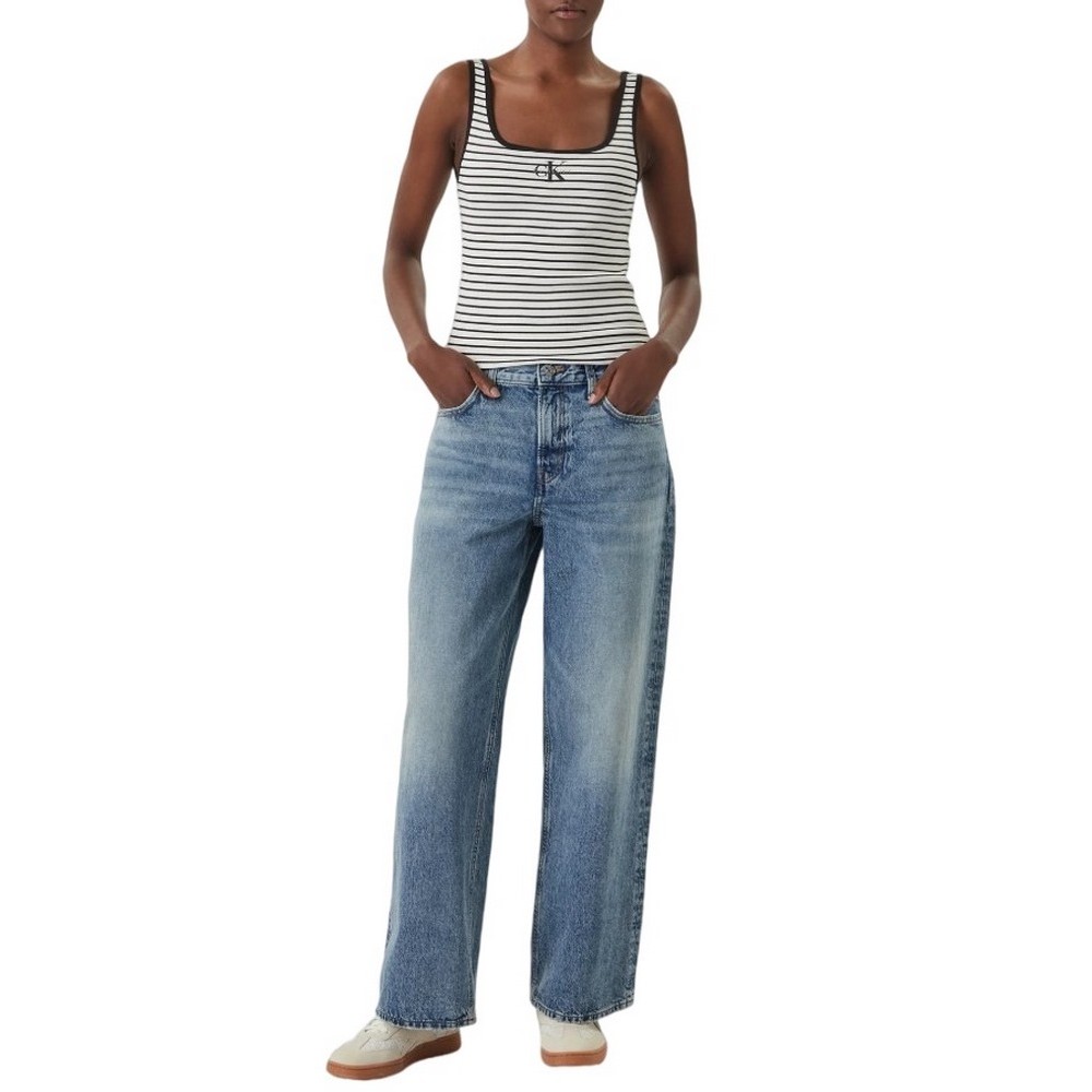 CALVIN KLEIN JEANS STRIPED MONOLOGO SCOOP NK RIB ΤΟΠ ΓΥΝΑΙΚΕΙΟ BLACK/WHITE