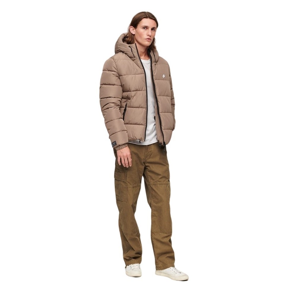 SUPERDRY HOODED SPORTS JACKET ΜΠΟΥΦΑΝ ΑΝΔΡΙΚΟ BROWN