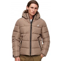 SUPERDRY HOODED SPORTS JACKET ΜΠΟΥΦΑΝ ΑΝΔΡΙΚΟ BROWN