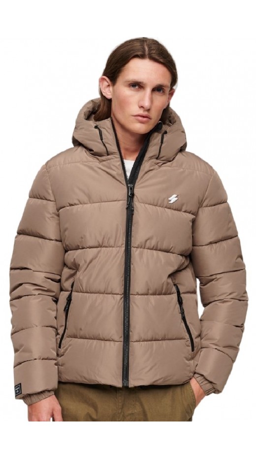 SUPERDRY HOODED SPORTS JACKET ΜΠΟΥΦΑΝ ΑΝΔΡΙΚΟ BROWN