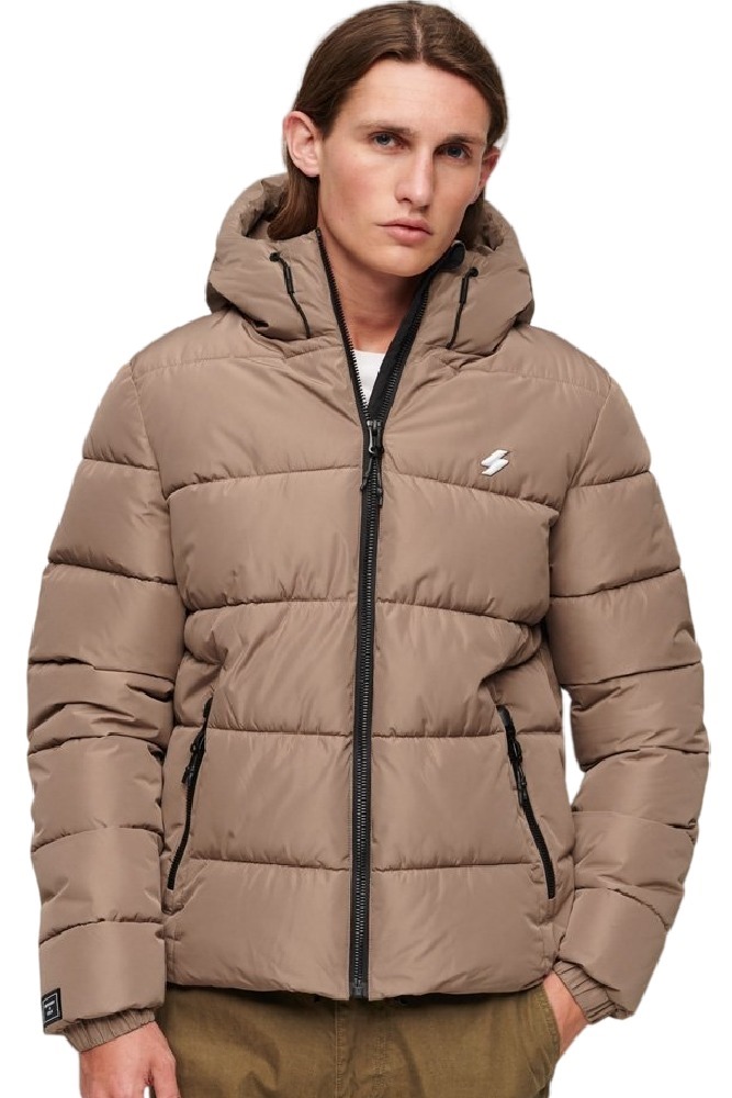 SUPERDRY HOODED SPORTS JACKET ΜΠΟΥΦΑΝ ΑΝΔΡΙΚΟ BROWN