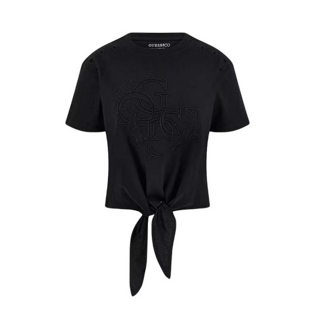 GUESS EYELET TONE ON TONE TEE T-SHIRT ΜΠΛΟΥΖΑ ΓΥΝΑΙΚΕΙΑ BLACK