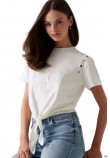 GUESS EYELET TONE ON TONE TEE T-SHIRT ΜΠΛΟΥΖΑ ΓΥΝΑΙΚΕΙΑ OFF WHITE