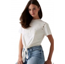 GUESS EYELET TONE ON TONE TEE T-SHIRT ΜΠΛΟΥΖΑ ΓΥΝΑΙΚΕΙΑ OFF WHITE