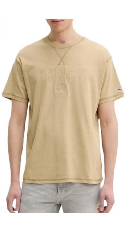 TOMMY JEANS RLX TONAL CREST TEE T-SHIRT ΜΠΛΟΥΖΑ ΑΝΔΡΙΚΗ TAN