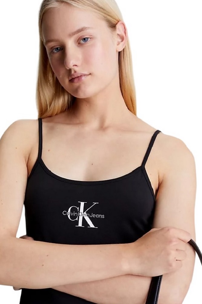 CALVIN KLEIN JEANS MONOLOGO STRAPPY DRESS ΦΟΡΕΜΑ ΓΥΝΑΙΚΕΙΟ BLACK