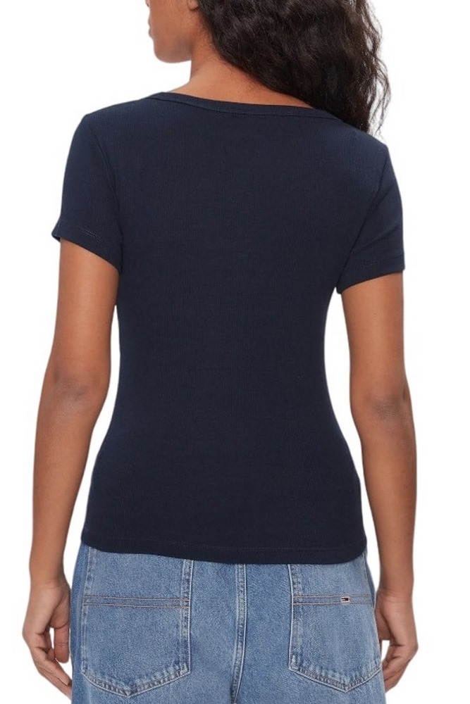 TOMMY JEANS SLIM ESSENTIAL RIB V SS T-SHIRT ΜΠΛΟΥΖΑ ΓΥΝΑΙΚΕΙΑ DARK NAVY