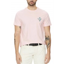 GUESS JEANS SS CN REG PALM TR ΜΠΛΟΥΖΑ ΑΝΔΡΙΚΗ PINK
