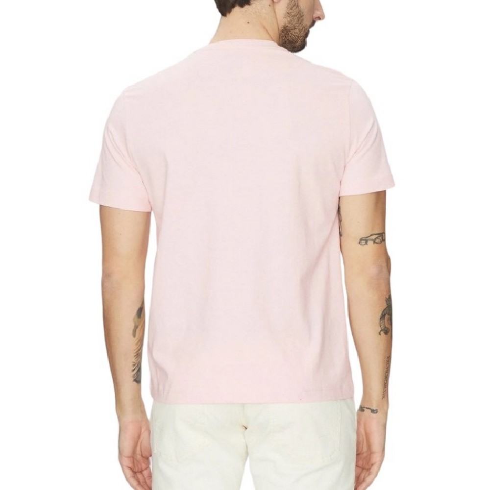 GUESS JEANS SS CN REG PALM TR ΜΠΛΟΥΖΑ ΑΝΔΡΙΚΗ PINK