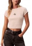 CALVIN KLEIN JEANS MONOGRAM BABY TEE T-SHIRT ΜΠΛΟΥΖΑ ΓΥΝΑΙΚΕΙΑ BEIGE