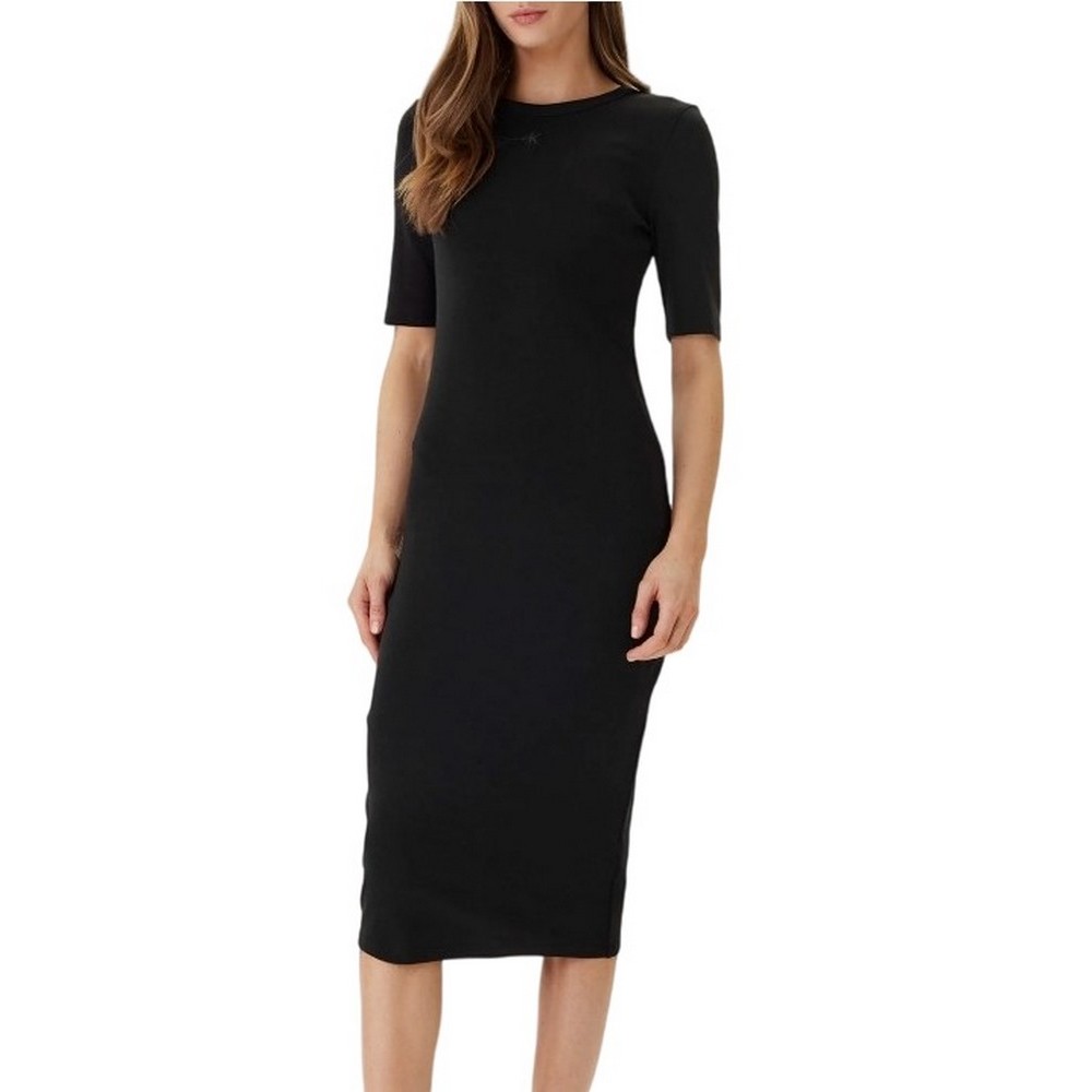 CALVIN KLEIN JEANS CTN CONTOUR 1X1 RIB MIDI DRES ΦΟΡΕΜΑ ΓΥΝΑΙΚΕΙΟ BLACK