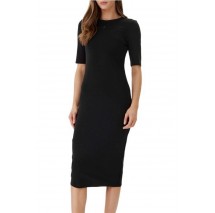 CALVIN KLEIN JEANS CTN CONTOUR 1X1 RIB MIDI DRES ΦΟΡΕΜΑ ΓΥΝΑΙΚΕΙΟ BLACK