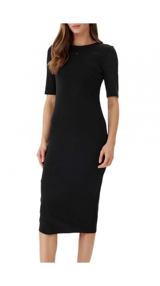 CALVIN KLEIN JEANS CTN CONTOUR 1X1 RIB MIDI DRES ΦΟΡΕΜΑ ΓΥΝΑΙΚΕΙΟ BLACK