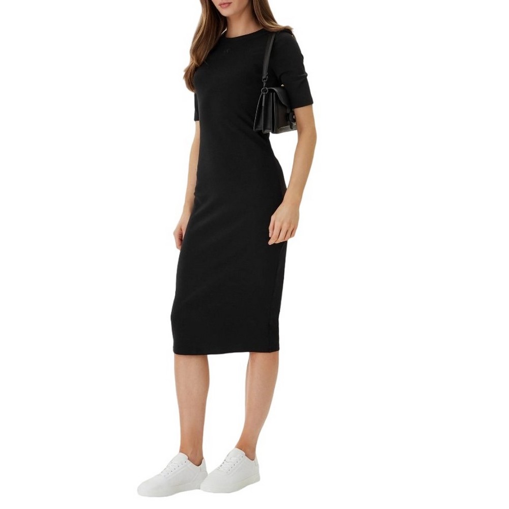 CALVIN KLEIN JEANS CTN CONTOUR 1X1 RIB MIDI DRES ΦΟΡΕΜΑ ΓΥΝΑΙΚΕΙΟ BLACK