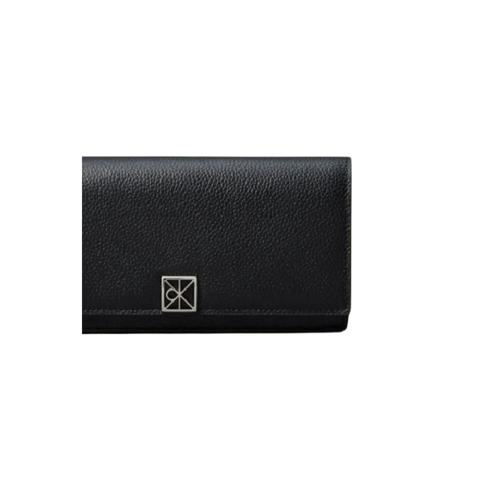CALVIN KLEIN EMBLEM HW PEBBLE LONG BIFOLD ΠΟΡΤΟΦΟΛΙ ΓΥΝΑΙΚΕΙΟ BLACK