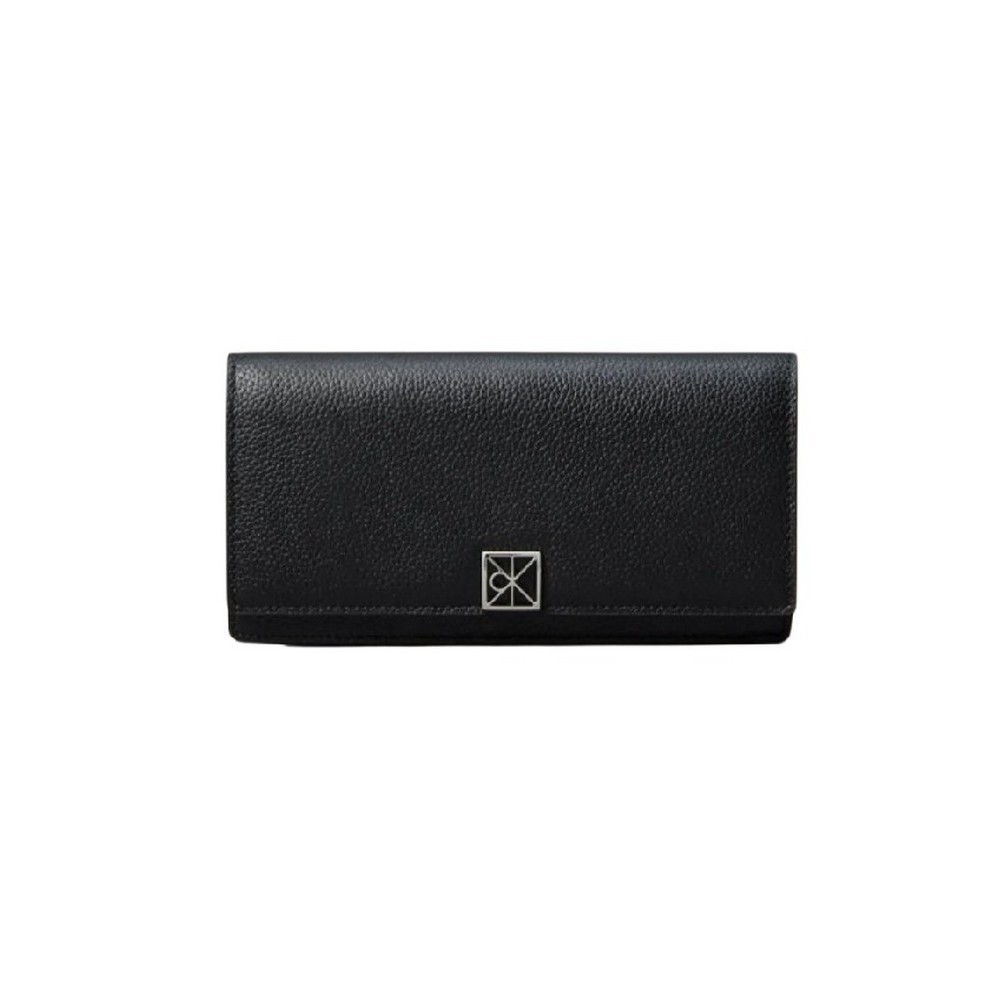 CALVIN KLEIN EMBLEM HW PEBBLE LONG BIFOLD ΠΟΡΤΟΦΟΛΙ ΓΥΝΑΙΚΕΙΟ BLACK