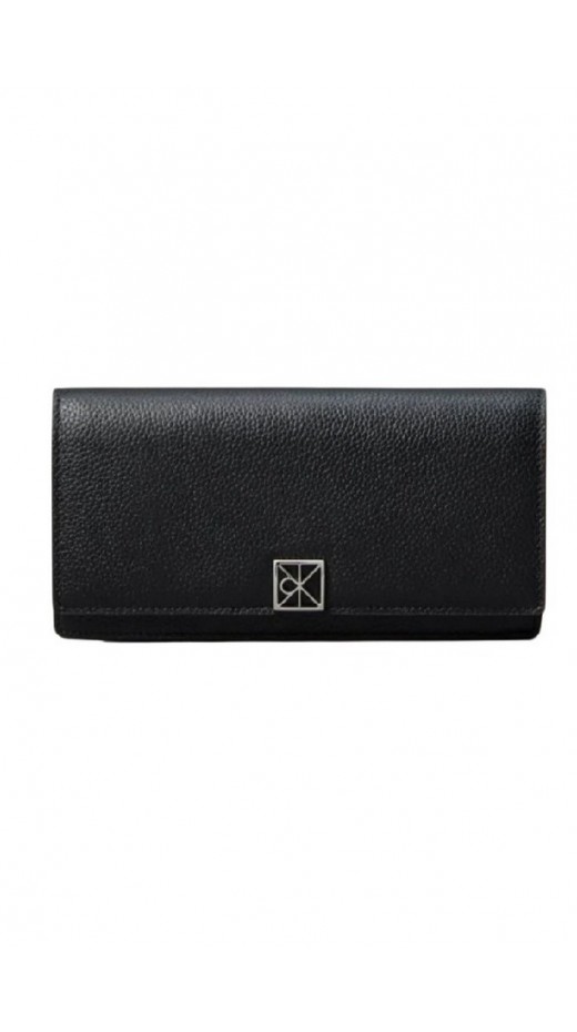CALVIN KLEIN EMBLEM HW PEBBLE LONG BIFOLD ΠΟΡΤΟΦΟΛΙ ΓΥΝΑΙΚΕΙΟ BLACK