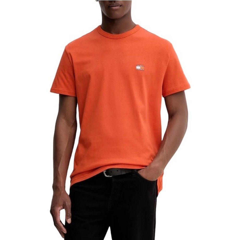TOMMY JEANS REG BADGE TEE EXT T-SHIRT ΜΠΛΟΥΖΑ ΑΝΔΡΙΚΗ ORANGE