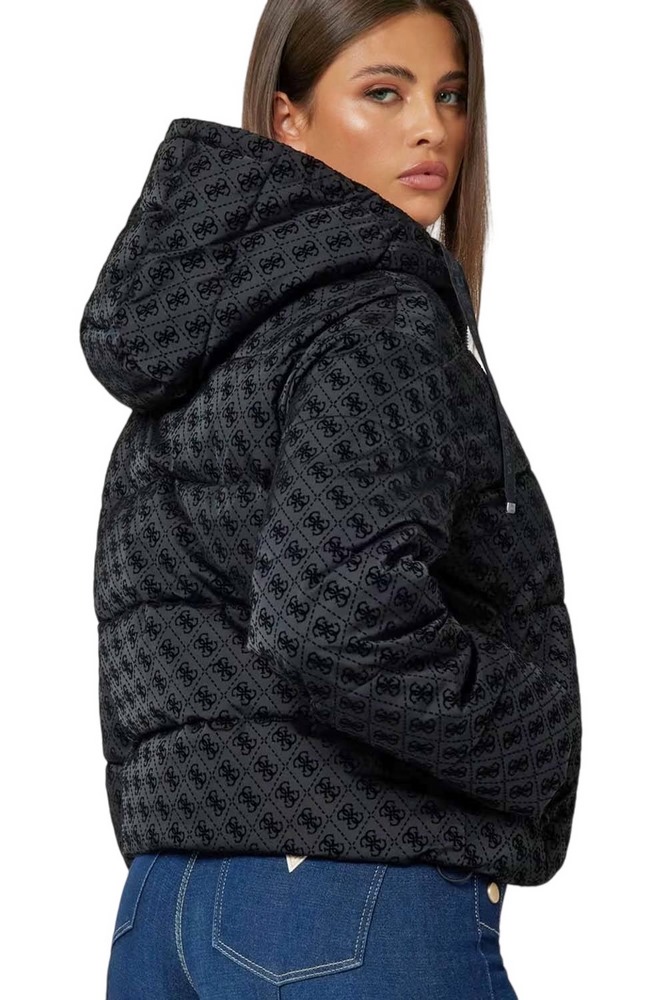 GUESS DAISY PUFFER LOGO FLOCK ΜΠΟΥΦΑΝ ΓΥΝΑΙΚΕΙΟ BLACK