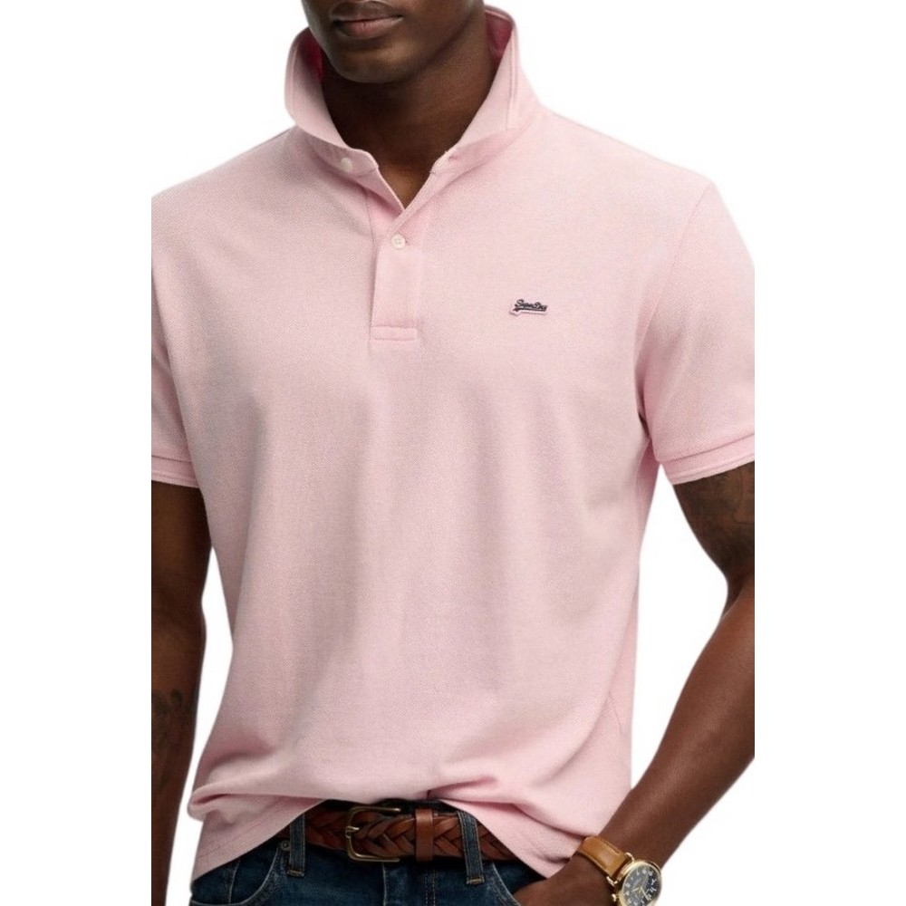 SUPERDRY D1 CLASSIC PIQUE POLO T-SHIRT ΜΠΛΟΥΖΑ ΑΝΔΡΙΚΗ PINK