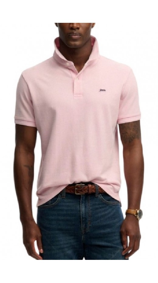 SUPERDRY D1 CLASSIC PIQUE POLO T-SHIRT ΜΠΛΟΥΖΑ ΑΝΔΡΙΚΗ PINK